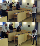 Valmentajat kokeilivat venytyksiä.