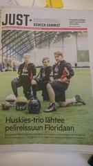 Hämeen Sanomat otti haastatteluun Hämeenlinna Huskiesin kolmikon Pyry Kanervan, Leo Hieton ja Jerry Näsin.