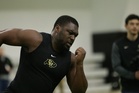 Mulumba viime kevään Coloradon yliopiston Pro Day -testitilaisuudessa.