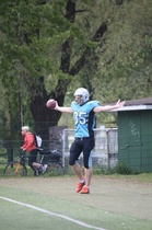 Lahti Panthersin Sebastian Juuri on aloittanut kautensa vahvasti. Sunnuntaina Juuri teki Panthersin avaus-touchdownin.
Kuva: Taneli Tontti